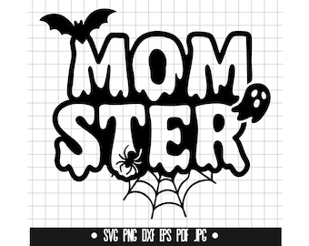 Momster Svg, Halloween Mom Svg, Momster Halloween Svg, Spider Web Svg, Bat Ghost Svg
