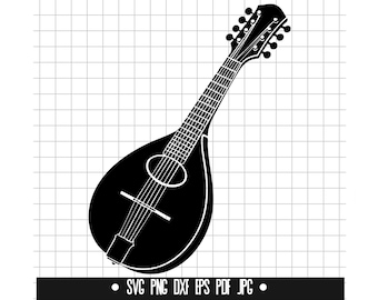 マンドリン SVG、マンドリン DXF、マンドリン PNG、マンドリン カットファイル、クリップアート、デジタルファイル、SVG ファイル、シルエット、即時ダウンロード