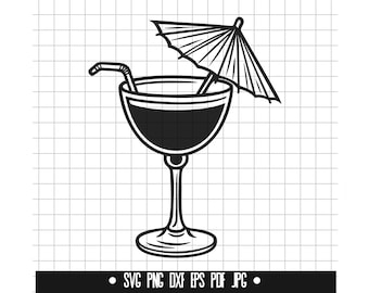 Tropische drank SVG, cocktail DXF, zomer PNG, drankje gesneden bestand, Clipart, digitaal bestand, Svg-bestand, silhouet, Instant Download