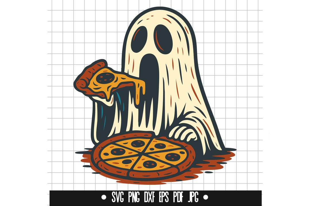 Ghost Pizza Svg, Funny Ghost Svg, Halloween Pizza Svg, Eating Pizza Svg ...