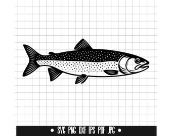 Lake Trout SVG, Trout DXF, Trout PNG, Trout Cut File, Clipart, Digital File, Svg File, Silhouette