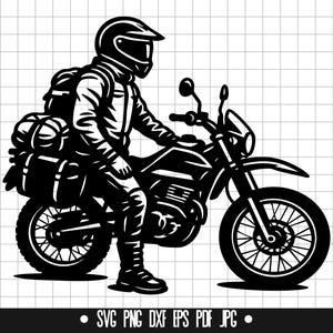 Motociclista SVG, Avventura in moto SVG, Viaggio SVG, Motociclista SVG, Dirt Bike SVG, Clipart, File di taglio, Download digitale