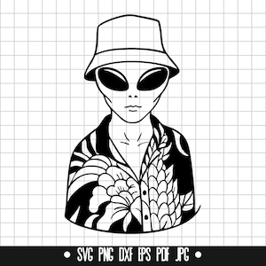 Alien SVG, Vacation Alien DXF, Funny Alien PNG, Space Cut File, Clipart, Digital File, Svg File, Silhouette, Instant Download