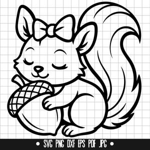 Squirrel Svg, Acorn Svg, Fall Svg, Autumn Svg, Woodland Animal Svg, Cute Squirrel Svg, Forest Animal Svg, Squirrel Clipart Svg