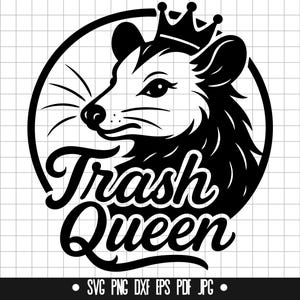 Trash Queen Svg, Svg opossum, Trash animal Svg, Possum Svg, Svg reine, Svg couronne, Svg animal, Svg grunge, Svg gras, Svg drôle, Svg impertinent