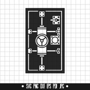 Puerta de bóveda SVG, Cerradura de caja fuerte DXF, Bóveda bancaria PNG, Archivo de corte de seguridad, Clipart, Archivo digital, Archivo SVG, Silueta, Descarga instantánea