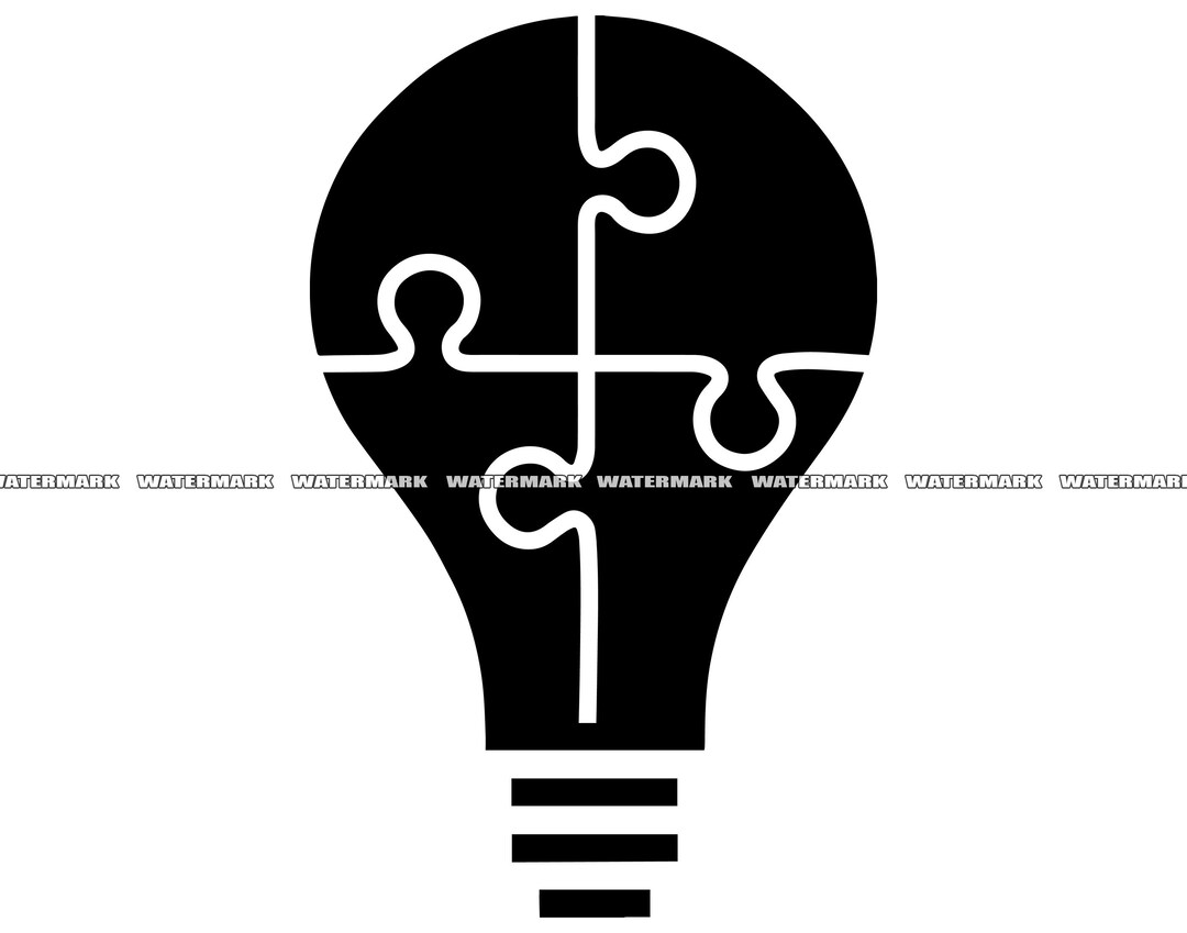 Puzzle Light Bulb SVG Cut File DXF PNG Clipart Etsy
