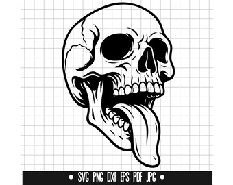 Skull Tongue Svg, Skull Face Svg, Skull Clipart Svg, Skull Head Svg, Skull Cut File Svg, Skull Silhouette Svg