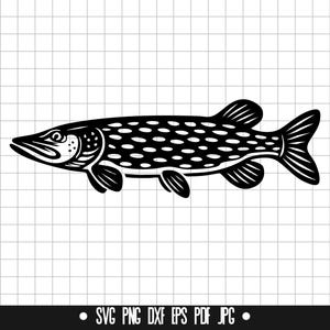 Northern Pike SVG, Pike DXF, Pike PNG, Pike Cut File, Clipart, Digital File, Svg File, Silhouette