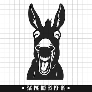 Visage d'âne SVG, âne qui rit DXF, animal drôle PNG, fichier coupe âne, Clipart, fichier numérique, fichier Svg, Silhouette, téléchargement immédiat