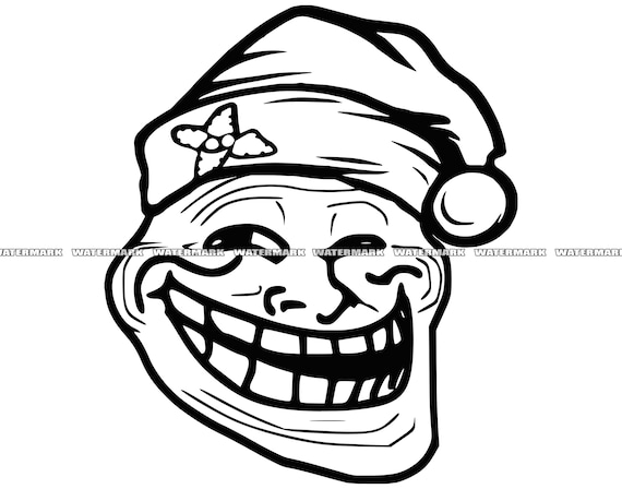 Troll Face Santa Hat SVG #2 Funny Meme Christmas Design Cartoon Mascot Cut  File DXF PNG Clipart Silhouette Cricut