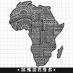 Afrique carte motif SVG, tribal Afrique DXF, Afrique carte PNG, Afrique couper fichier, Clipart, fichier numérique, fichier Svg, Silhouette, téléchargement immédiat