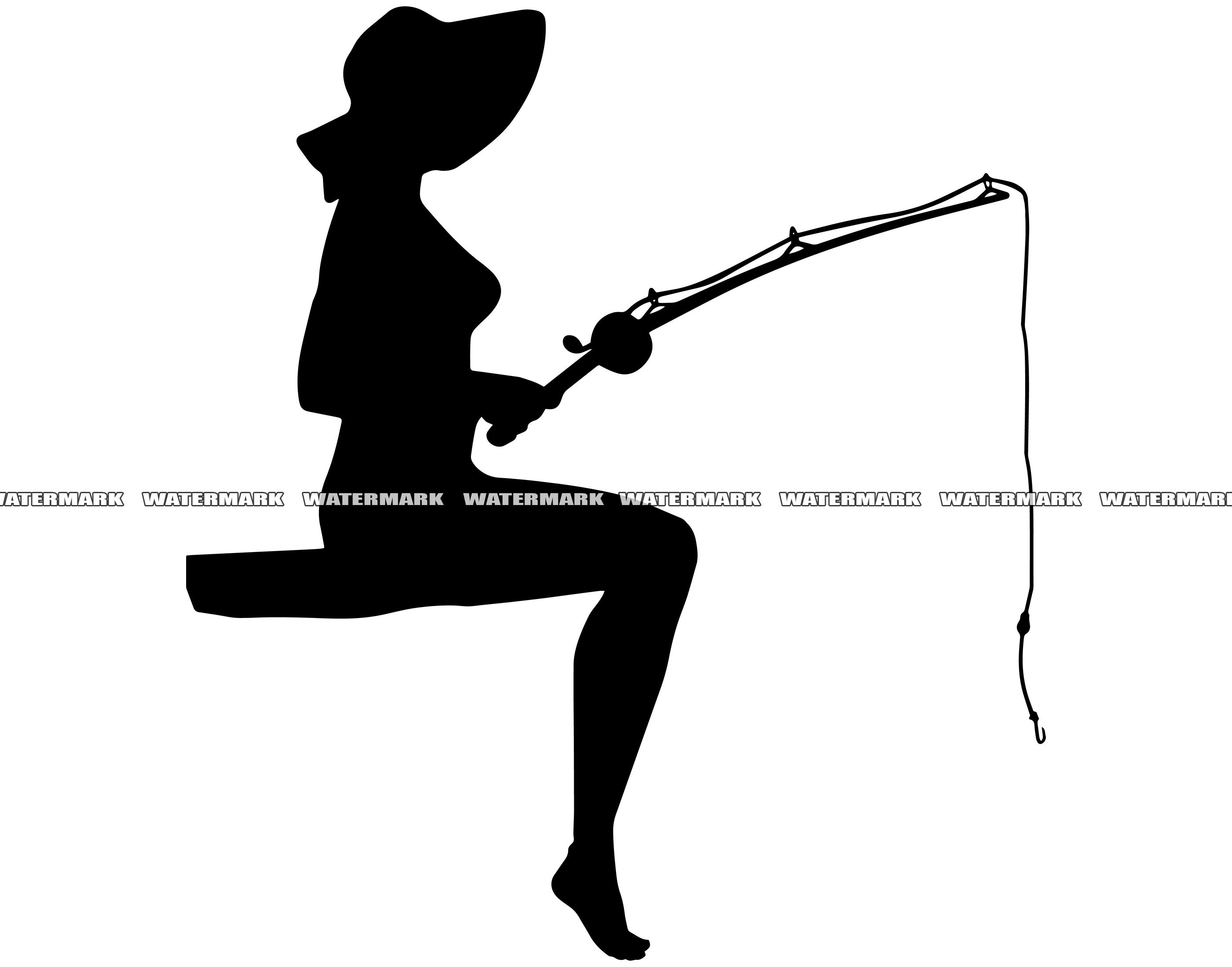Woman Fishing SVG Cut File DXF PNG Clipart Silhouette Etsy Canada