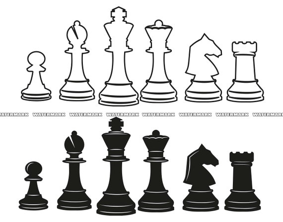 Chess Svg. Chess Pieces Svg. Chess Set Svg. Chess Outline, Silhouette.  Chess Game Svg. Chess Clipart. Cut files. svg png dxf