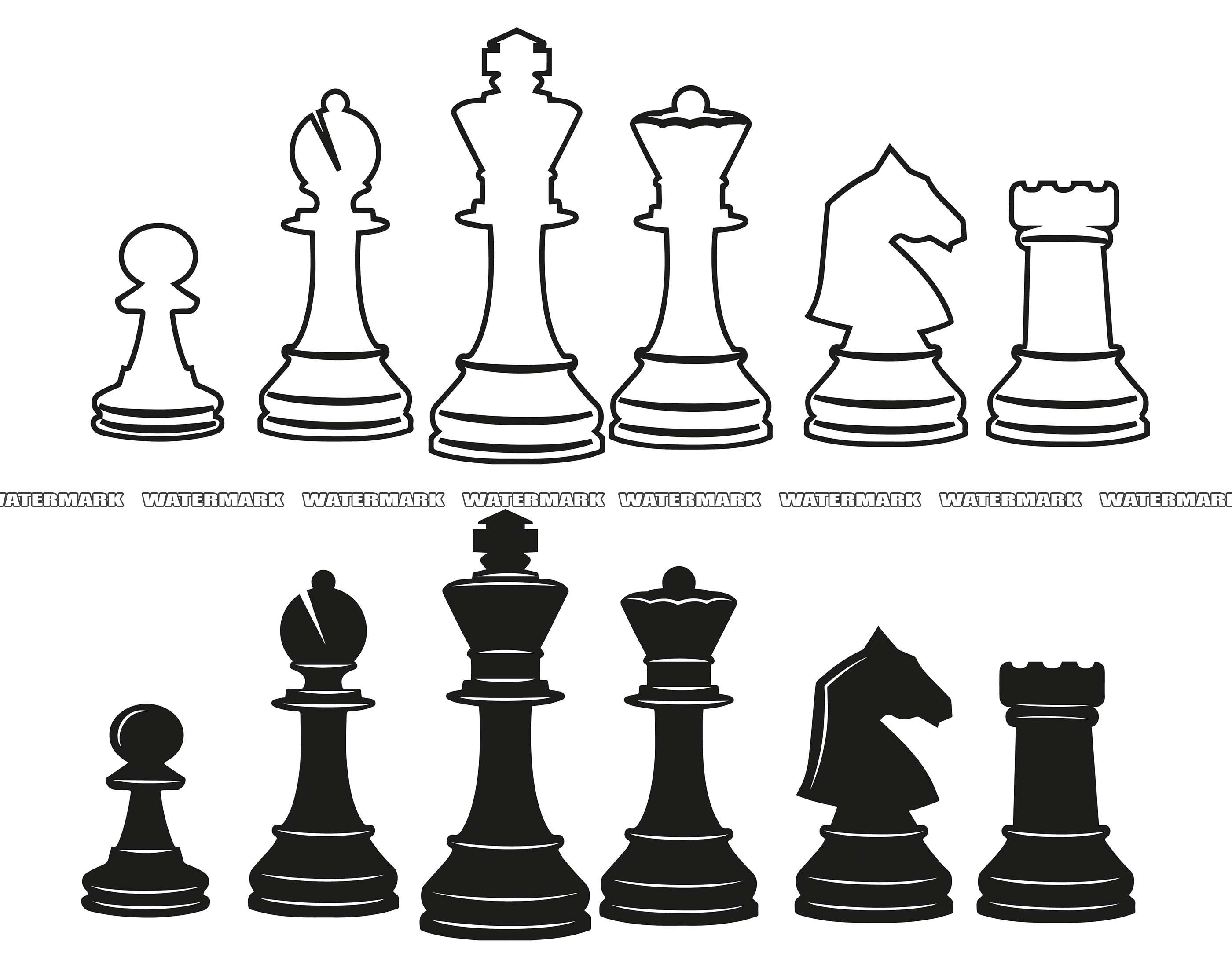 Chess Pieces SVG 2 Chess Pieces Cut File Chess Pieces DXF - Etsy