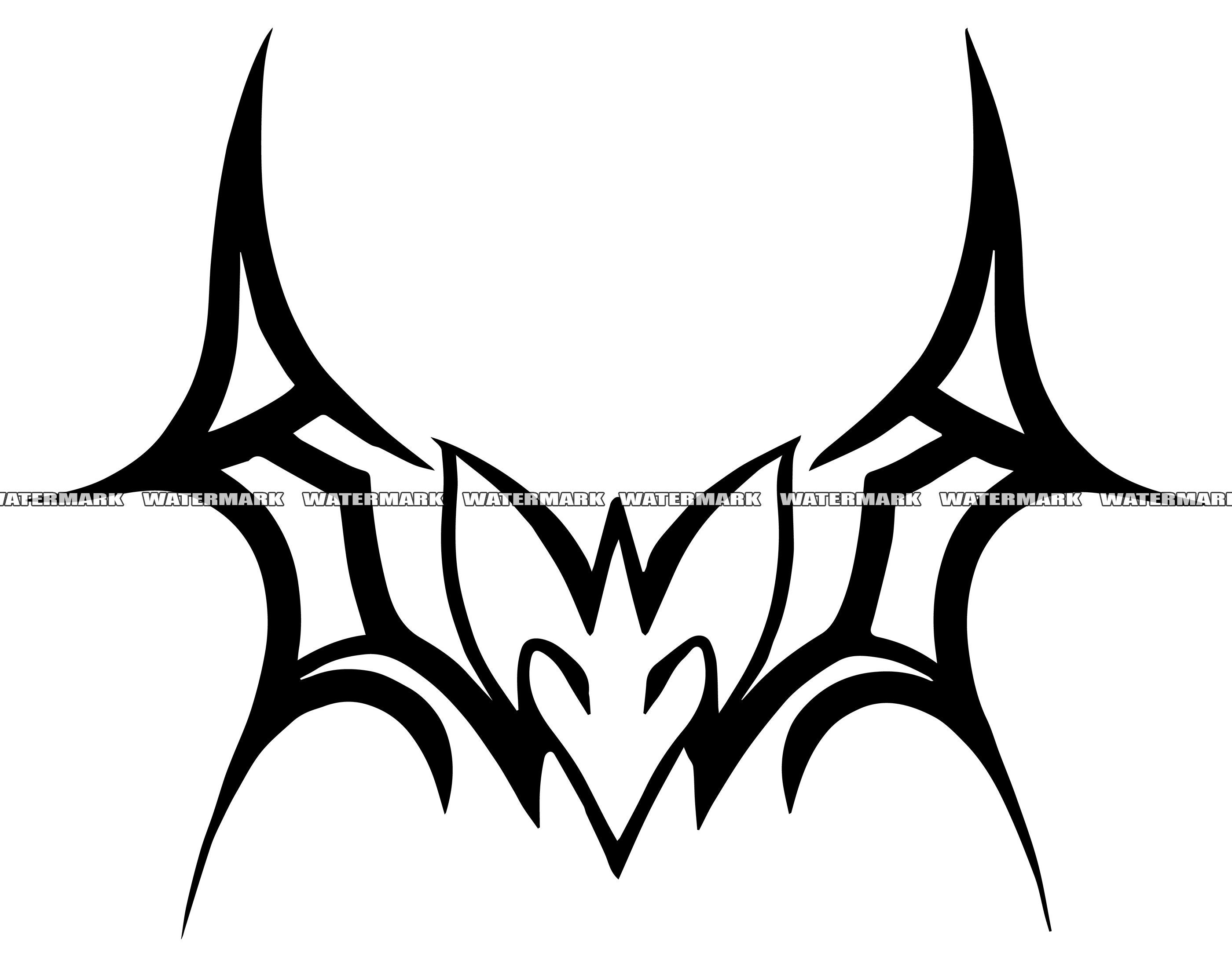 Bat and symmetric tribals Royalty Free Vector Image