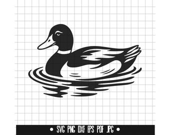 Eend SVG, eend DXF, eend PNG, watervogel gesneden bestand, Clipart, digitaal bestand, Svg-bestand, silhouet, Instant Download