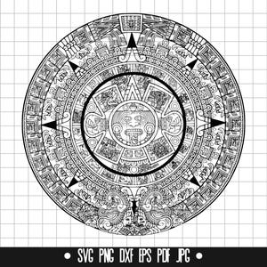 Aztec Calendar SVG, Aztec Calendar Cut File, Aztec Calendar DXF, Aztec Calendar PNG, Aztec Calendar Clipart, Aztec Calendar Silhouette
