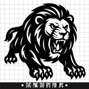 Lion SVG, Lion DXF, Lion PNG, Lion Cut File, Clipart, Digital File, Svg File, Silhouette, Instant Download