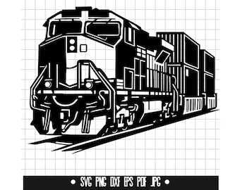 Cargo Train SVG, Train DXF, Train PNG, Train Cut File, Clipart, Digital File, Svg File, Silhouette, Instant Download