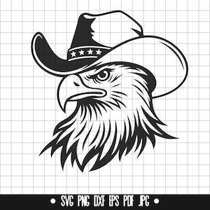 Águia SVG, Águia Cowboy DXF, Águia Ocidental PNG, Arquivo de Corte Patriótico, Clipart, Arquivo Digital, Arquivo SVG, Silhueta, Download Instantâneo