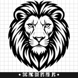 ライオン SVG、ライオンの頭 SVG、野生動物 SVG、ジャングル SVG、キング SVG、大型猫 SVG、捕食動物 SVG、ライオンのクリップアート SVG