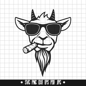 Cool Goat SVG, Cool Goat DXF, Cool Goat PNG, Cool Goat Cut File, Clipart, Digital File, Svg File, Silhouette, Instant Download