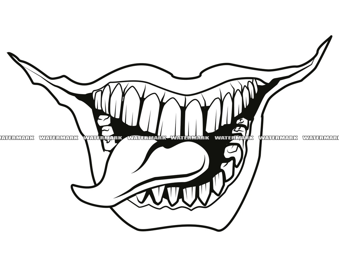 Scary Mouth SVG Scary Mouth Cut File Scary Mouth DXF Scary Etsy