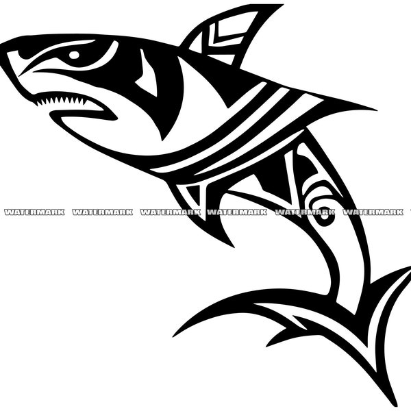 Tribal Shark SVG, #1, Tribal Shark Cut File, Tribal Shark DXF, Tribal Shark PNG, Tribal Shark Clipart, Tribal Shark Silhouette