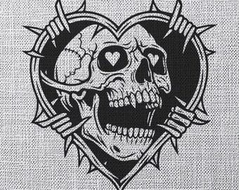 スカート skull illustration print heart skirt Skull illustration