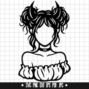 Chica diabólica SVG, Chica con cuerno de diablo DXF, Chica con cuerno de diablo PNG, Archivo de corte, Clipart, Archivo digital, Archivo SVG, Silueta, Descarga instantánea
