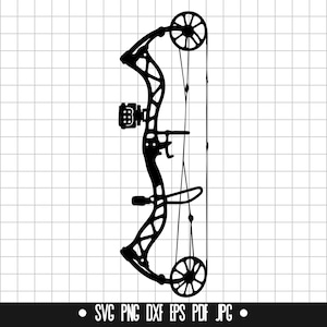 Può includere: Silhouette in bianco e nero di un arco composto con una corda e due ruote.