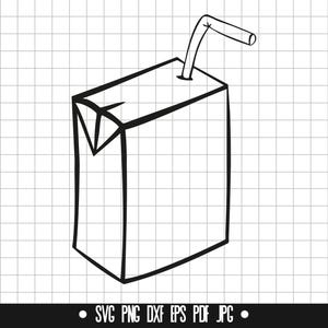 Boîte de jus de fruits SVG, boîte de boisson DXF, paille boisson PNG, fichier de coupe de jus, Clipart, fichier numérique, fichier Svg, Silhouette, téléchargement immédiat