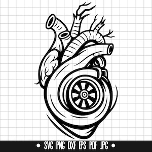 Turbo hjärta SVG, Turbo hjärta DXF, Turbo hjärta PNG, Turbo hjärta klippfil, Clipart, digital fil, Svg-fil, silhuett, direktnedladdning