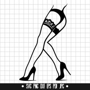 Strumpfband Beine SVG, High Heels Silhouette, Sexy Beine Silhouette, Dessous Formen, Frau Beine Formen, Girly Formen, Feminine Beine Silhouetten, Mode Formen