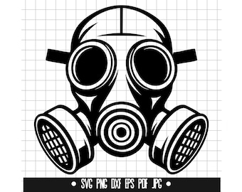 Gas Mask SVG, Gas Mask DXF, Gas Mask PNG, Mask Cut File, Clipart, Digital File, Svg File, Silhouette, Instant Download