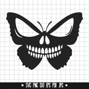 Skull Butterfly SVG, Skull Butterfly DXF, Skull Butterfly PNG, Skull Butterfly Cut File, Clipart, Digital File, Silhouette, Instant Download