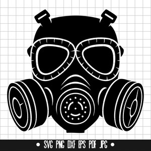 Gasmasker SVG, gasmasker DXF, gasmasker PNG, gasmasker gesneden bestand, clipart, digitaal bestand, SVG-bestand, silhouet, instant download