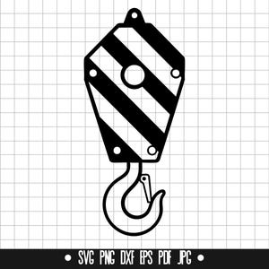 Crane Hook Svg, Hook Svg, Lifting Equipment Svg, Industrial Svg, Construction Svg, Svg File, Cut File, Png, Dxf, Pdf, Clipart