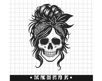 Teschio della mamma in formato SVG, Teschio della ragazza in formato DXF, Teschio della ragazza in formato PNG, File di taglio del teschio della ragazza, Clipart, File digitale, File SVG, Silhouette, Download istantaneo