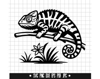 Chameleon SVG PNG Clipart Cut Files for Cricut, Silhouette, Laser ...