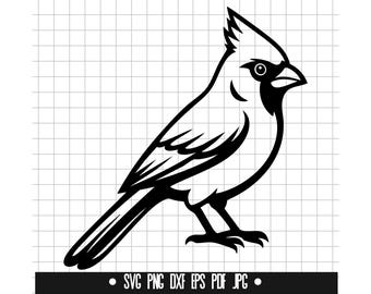 Cardenal SVG, Pájaro DXF, Cardenal PNG, Archivo de corte de pájaro, Clipart, Archivo digital, Archivo SVG, Silueta, Descarga instantánea