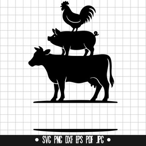 Farm Animal Stack Svg, Cow Pig Chicken Svg, Country Life Svg, Farm Silhouette Svg, Animal Tower Svg, Cut File Svg