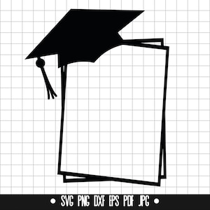Ramka ukończenia szkoły SVG, Czapka ukończenia szkoły DXF, Klasa PNG, Plik cięcia Grad, Clipart, Plik cyfrowy, Plik Svg, Sylwetka, Natychmiastowe pobieranie