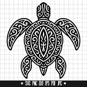 Tribal Turtle SVG, Polynesian DXF, Turtle PNG, Tattoo Style Cut File, Clipart, Digital File, Svg File, Silhouette, Instant Download