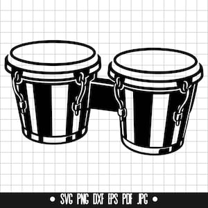 Bongo Drums SVG, Percussion DXF, Latin Drum PNG, Cut File, Clipart, Digital File, Svg File, Silhouette, Instant Download