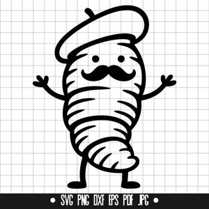Croissant SVG, französisches Brot DXF, süßes Gebäck PNG, lustiges Essen Clipart, Cut-Datei, SVG, digitale Datei, Silhouette, Sofort Download