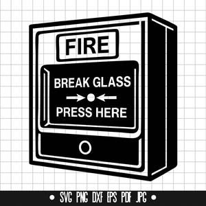 Brandalarmknop SVG, breekglas DXF, Emergency Box PNG, gesneden bestand, clipart, digitaal bestand, SVG-bestand, silhouet, instant download