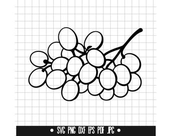 Grapes SVG, Grape Cluster PNG, Fruit DXF, Vineyard Cut File, Svg File, Clipart, Instant Download