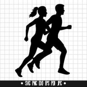Running SVG, Jogging DXF, Runner PNG, Fitness Cut File, Clipart, Digital File, Svg File, Silhouette, Instant Download
